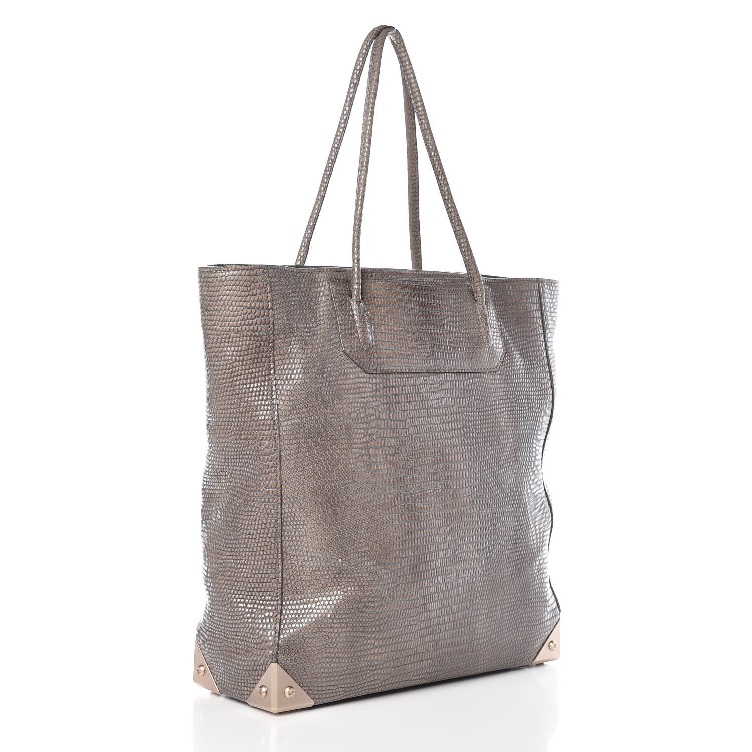 Alexander Wang Lizard Embossed Prisma Skeletal Tote Grey 3 of 11