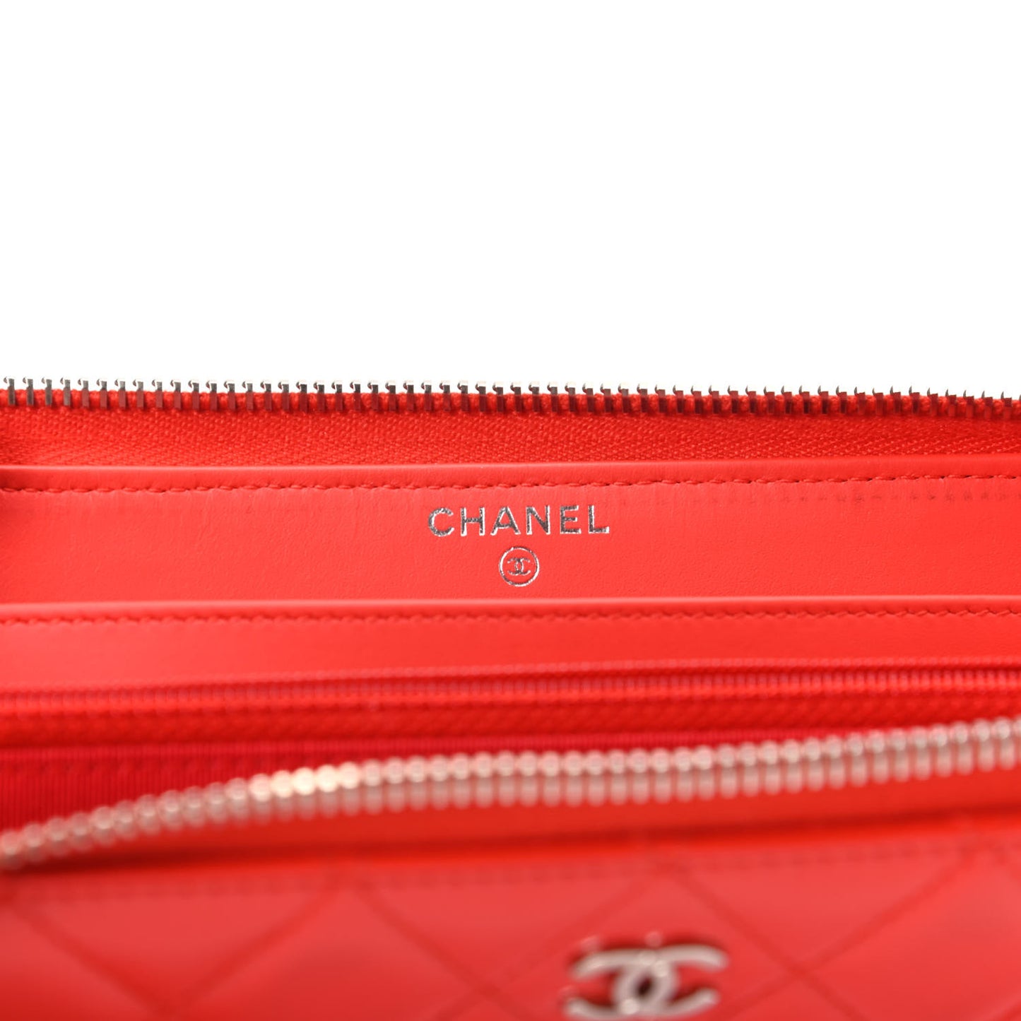 Patent Quilted Zip Wallet Red