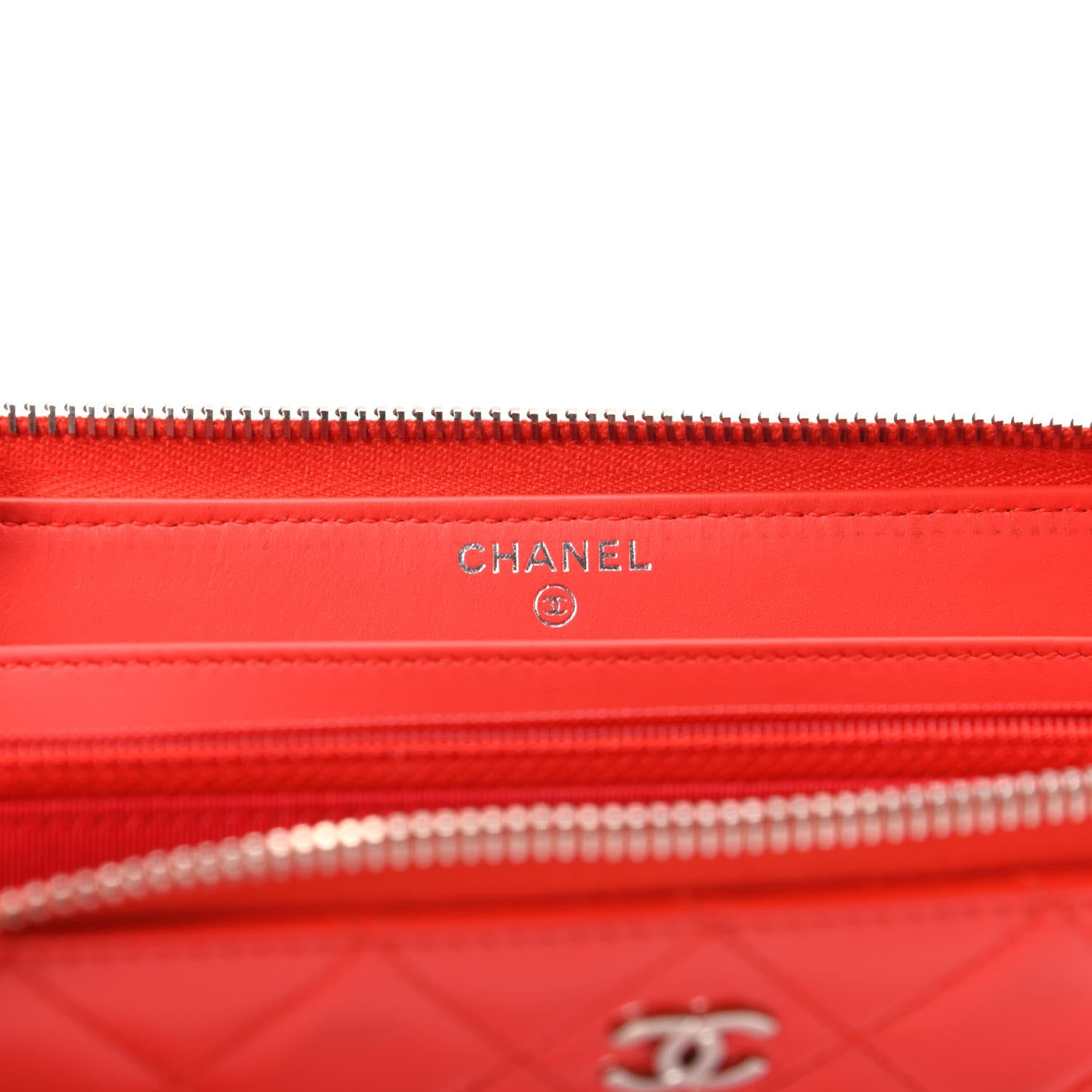 Chanel Patent Quilted Zip Wallet Red 6 of 11