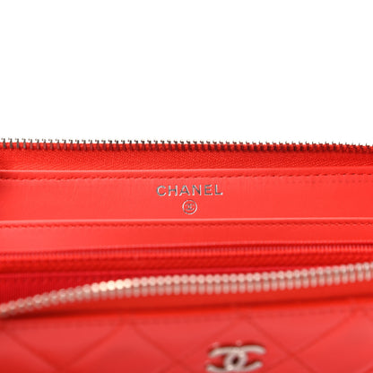 Chanel Patent Quilted Zip Wallet Red 6 of 11