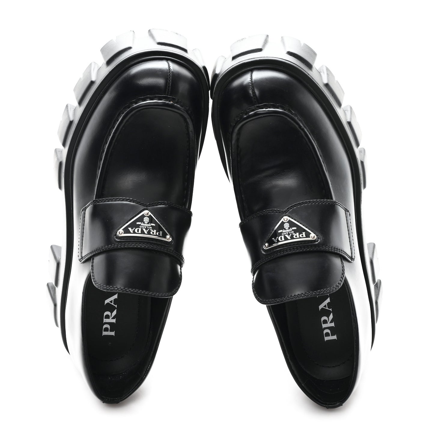 Spazzolato Rois Metal Triangle Logo Monolith 55mm Loafers 38 Black