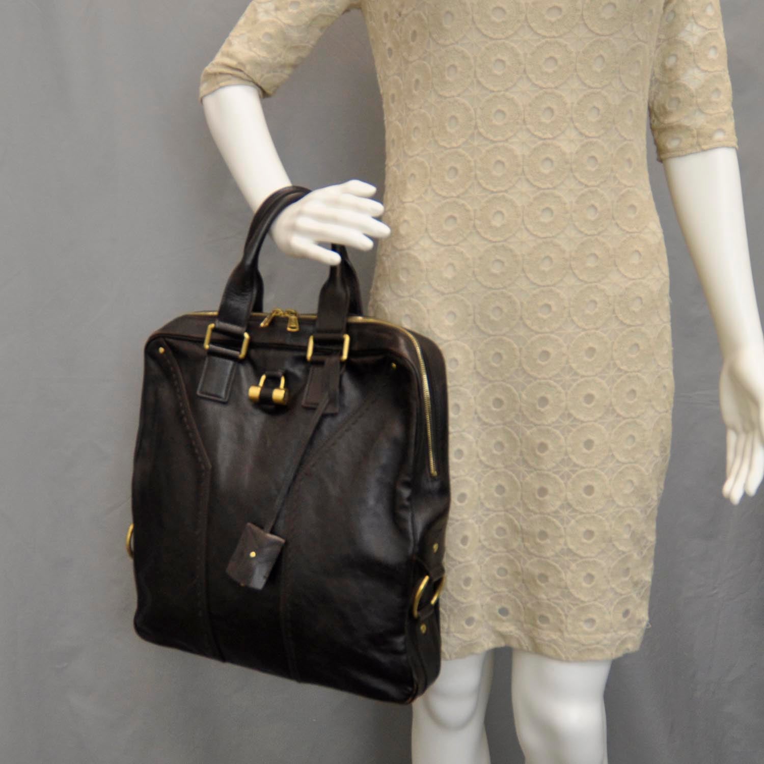 Saint Laurent Leather Muse Tote Brown 2 of 11