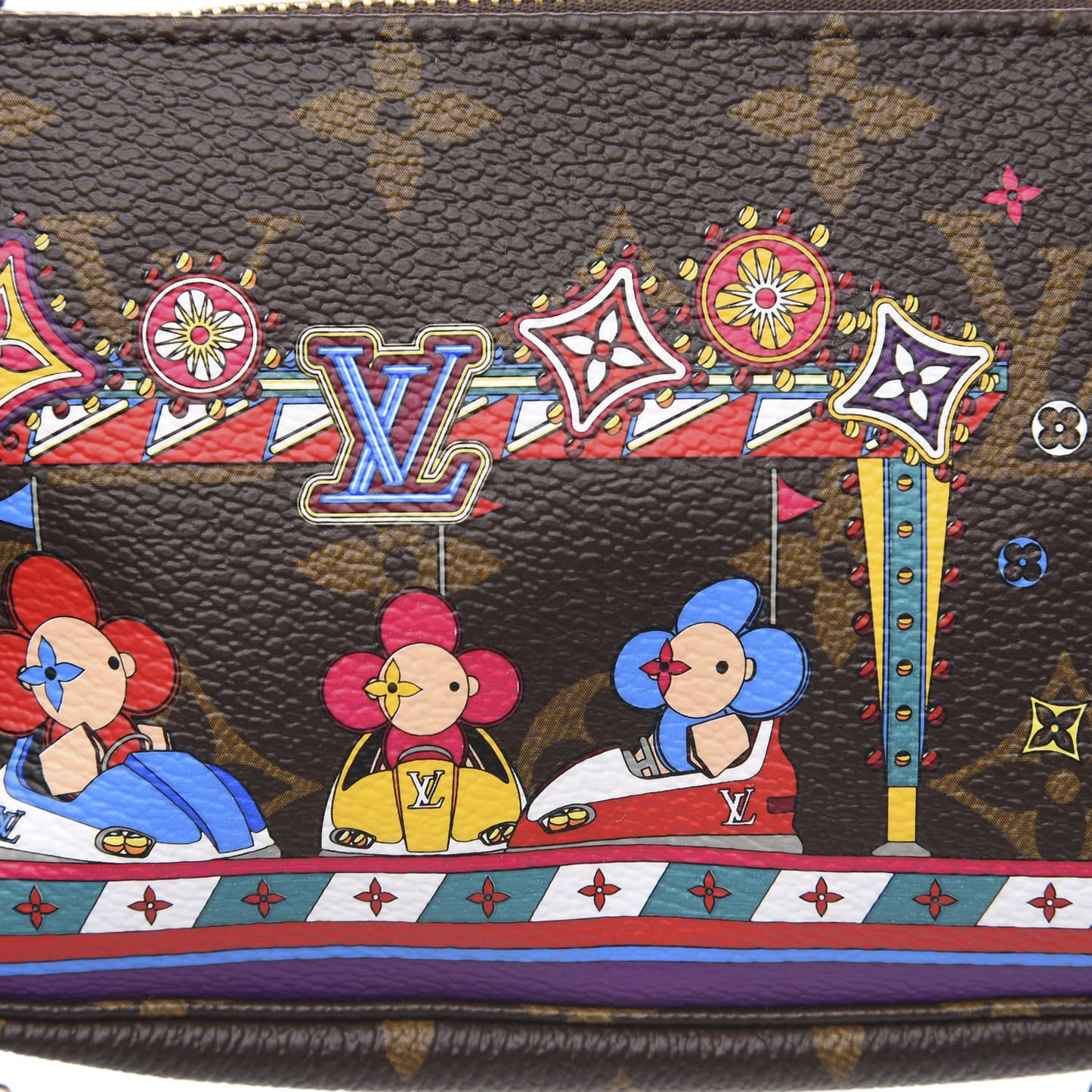 Monogram 2020 Christmas Animation Bumper Cars Mini Pochette Accessories Coquelicot