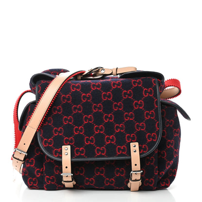 Gucci Wool GG Monogram Diaper Bag Navy Red 3 of 10