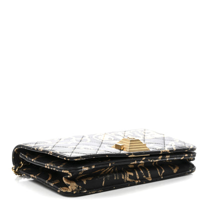 Chanel Calfskin Quilted Graffiti Pyramid Wallet On Chain WOC Black 4 of 12