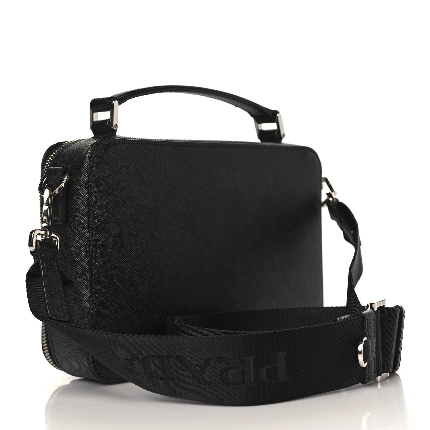 Saffiano Travel Medium Brique Crossbody Bag Black