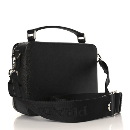 Prada Saffiano Travel Medium Brique Crossbody Bag Black 2 of 7