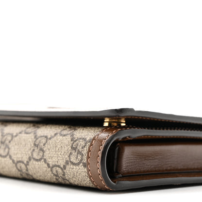Gucci Supreme Monogram Textured Calfskin Retro Interlocking G Medium Wallet On Strap Beige Ebony Brown Sugar 9 of 11