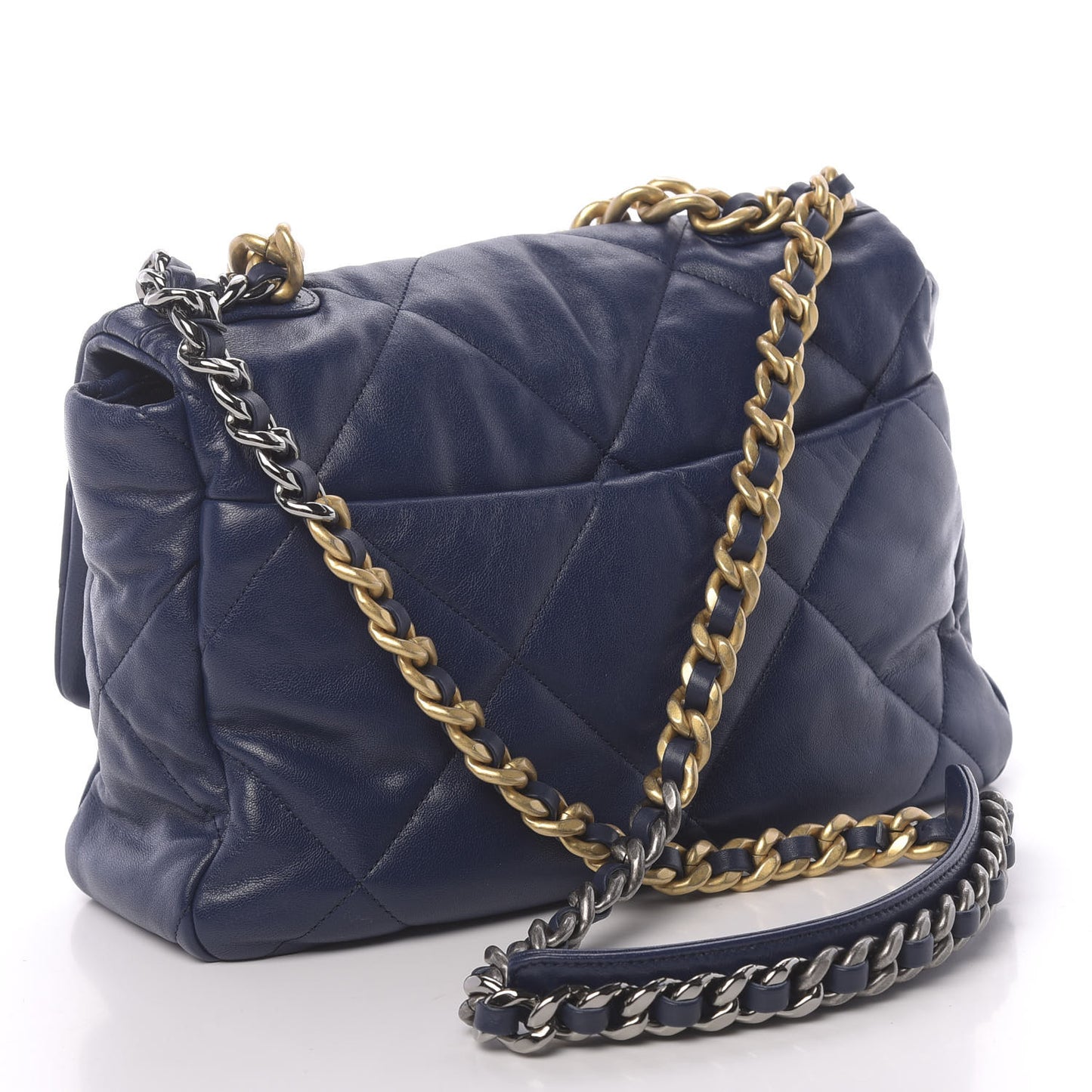 Goatskin Quilted Medium Chanel 19 Flap Dark Blue
