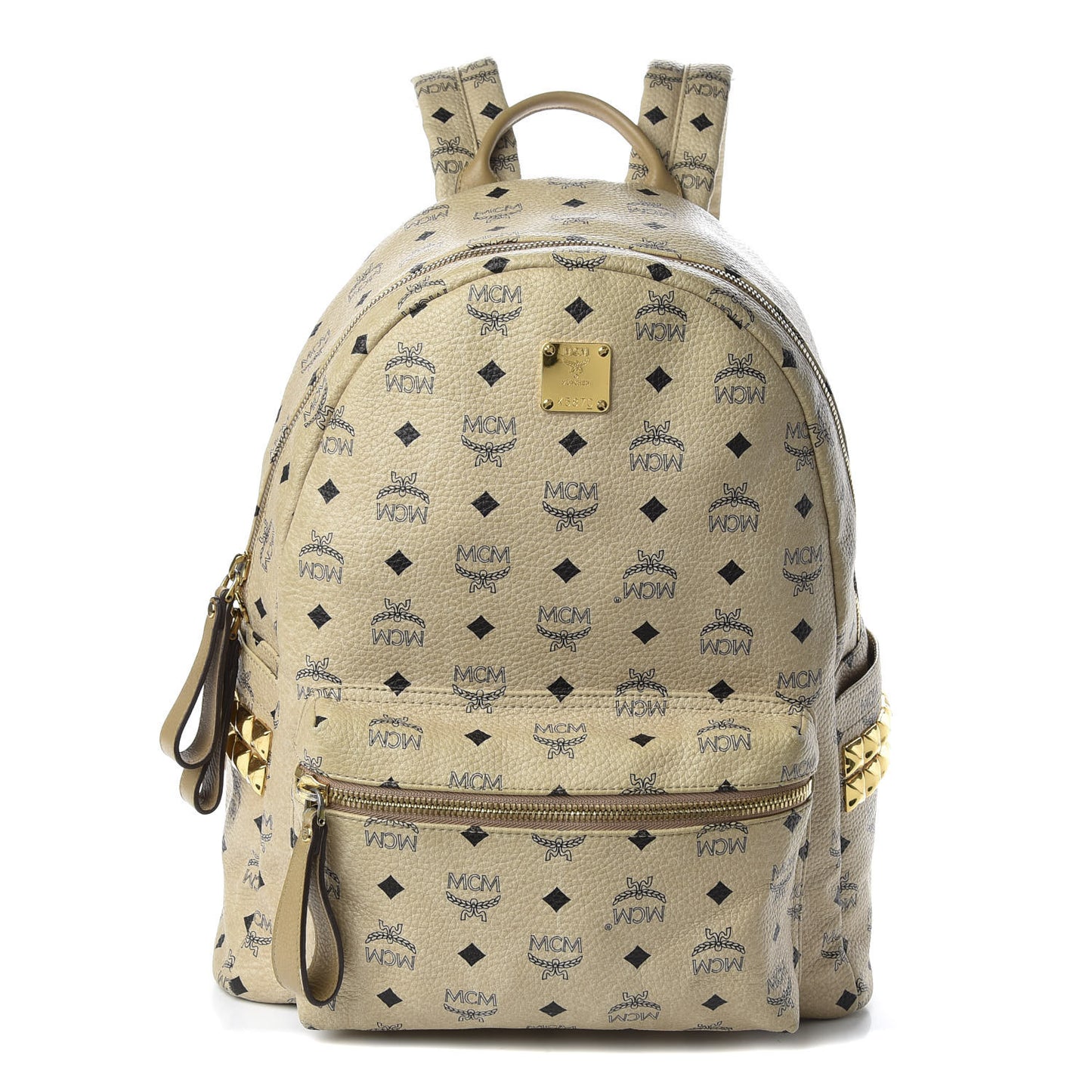 Visetos Medium Side Studs Stark Backpack Beige