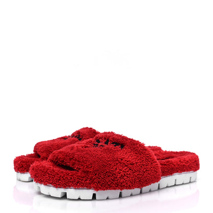 Prada Terry Cloth Logo Lug Sole 20mm Slide Sandals 41 Rosso Black 3 of 7