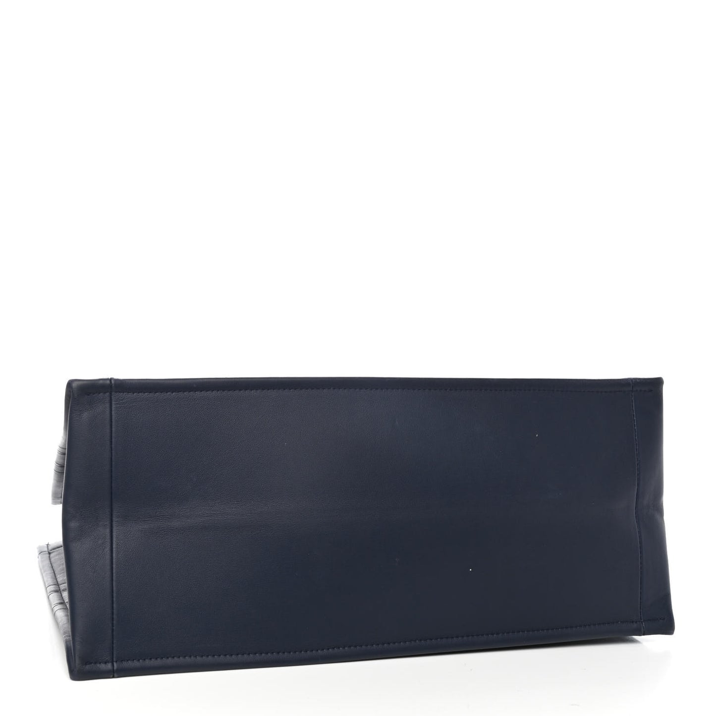 Calfskin Embossed Book Tote Navy Blue