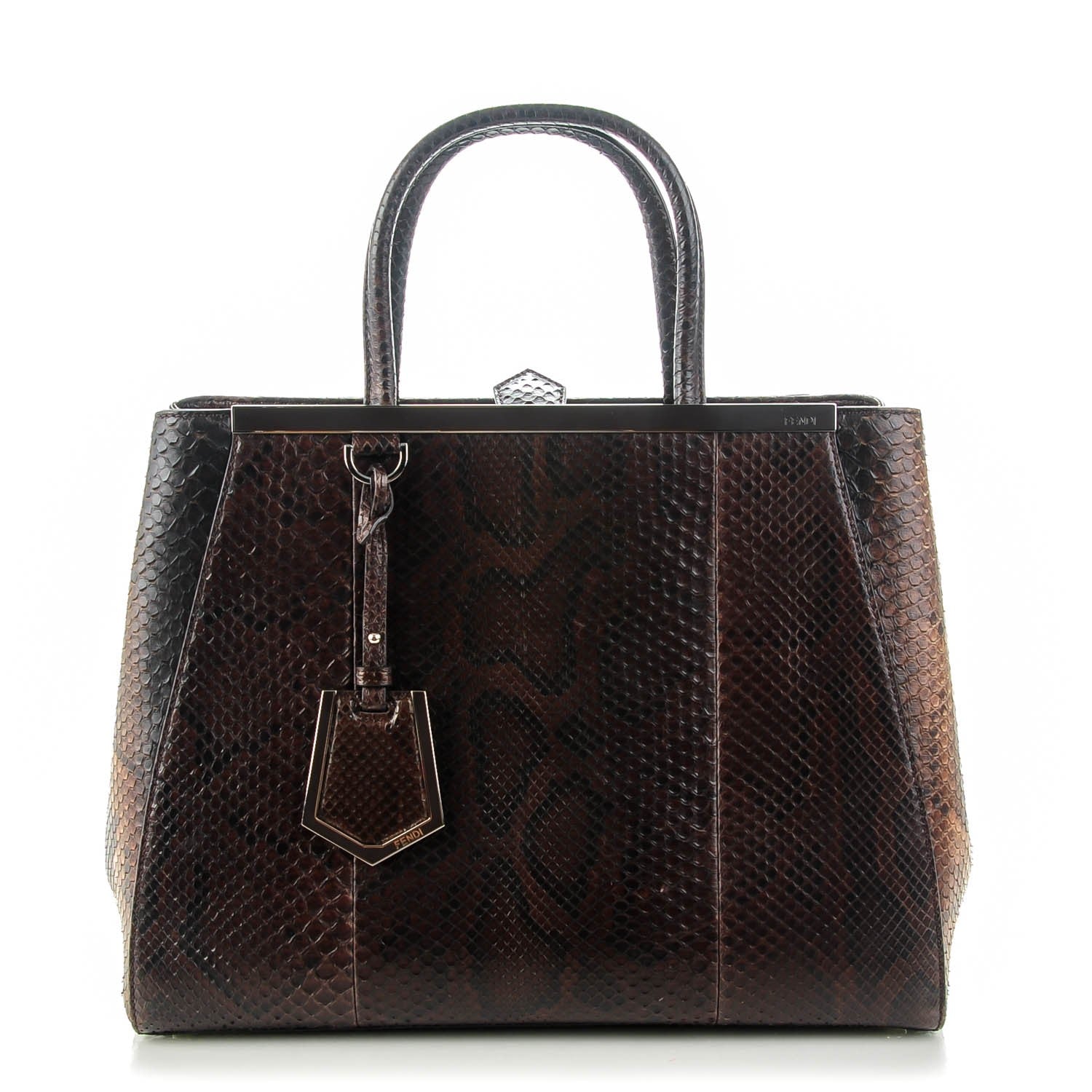 Fendi Python Medium 2Jours Tote Dark Brown 1 of 8