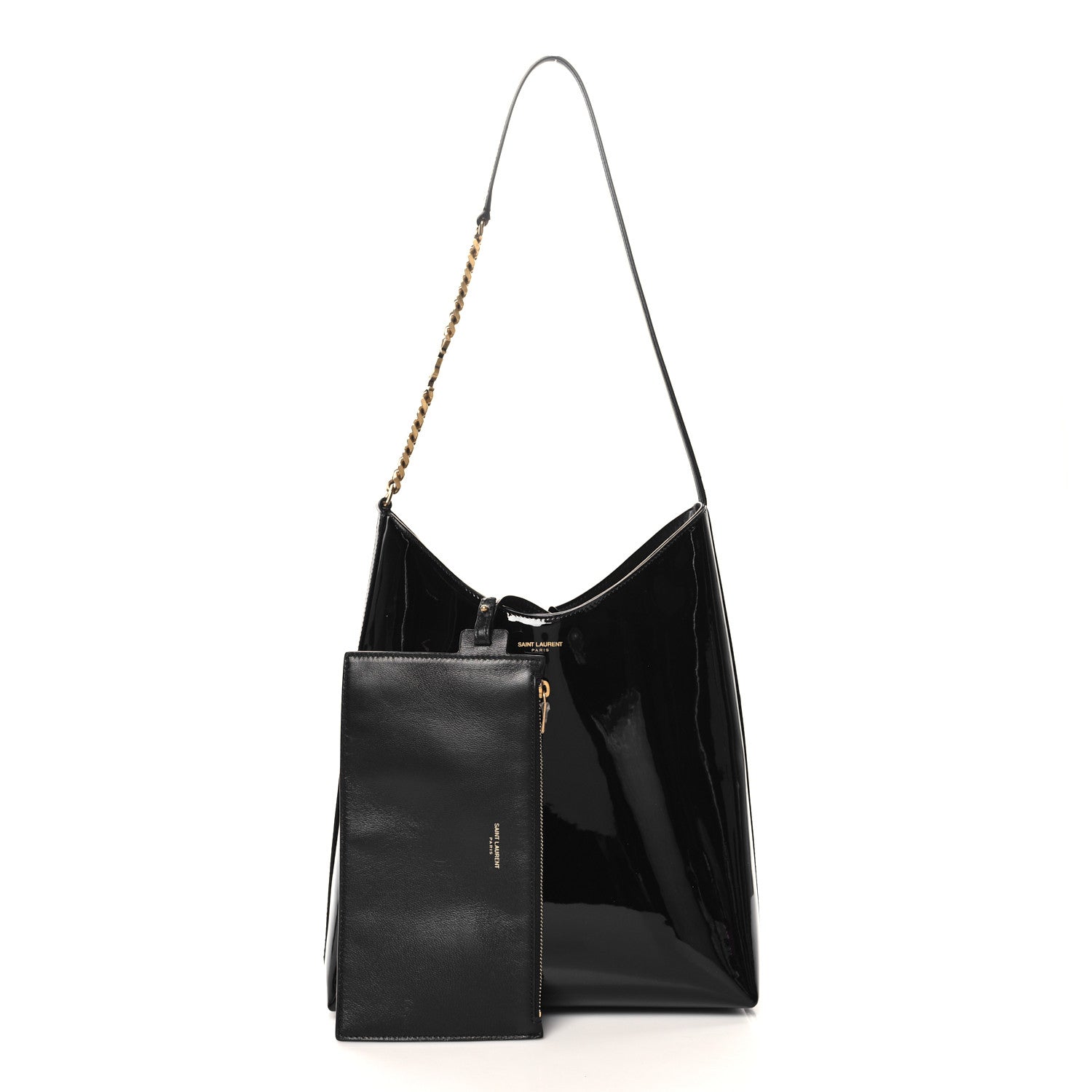 Saint Laurent Patent Calfskin Rendez-Vous Hobo Black 3 of 11