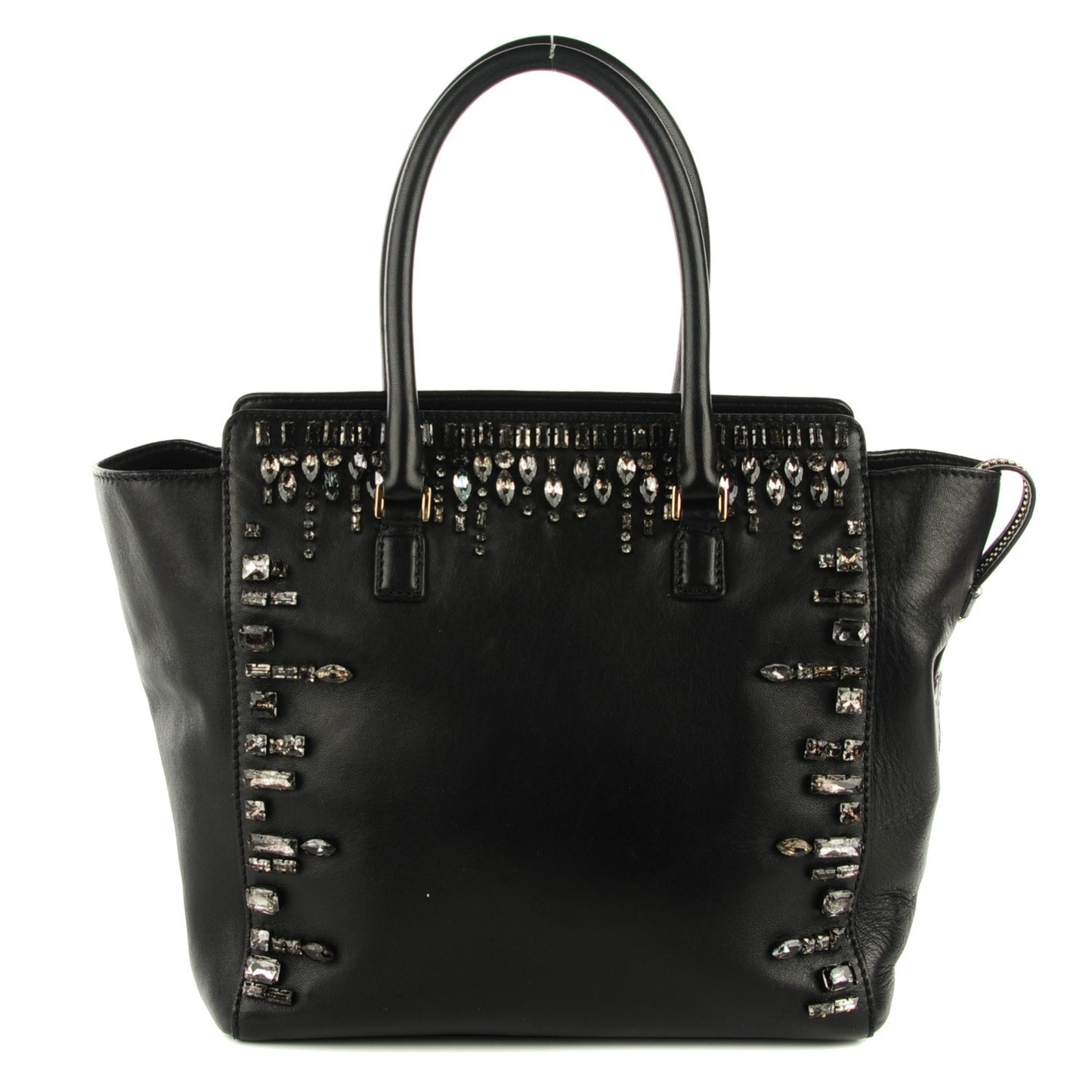 Lambskin Crystal B Diamond Tote Black