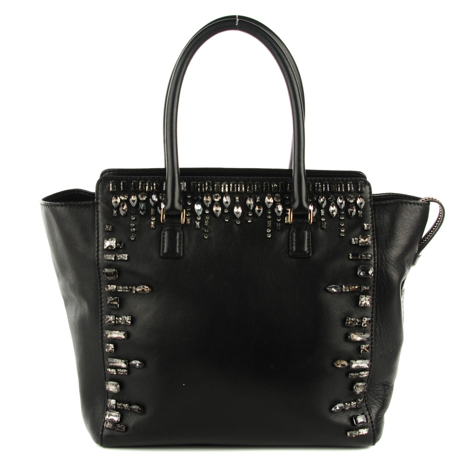 Valentino Garavani Lambskin Crystal B Diamond Tote Black 1 of 8
