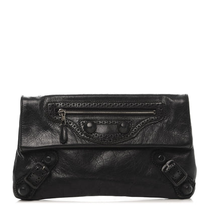 Balenciaga Agneau Giant Brogues Hardware Envelope Clutch Black 1 of 11
