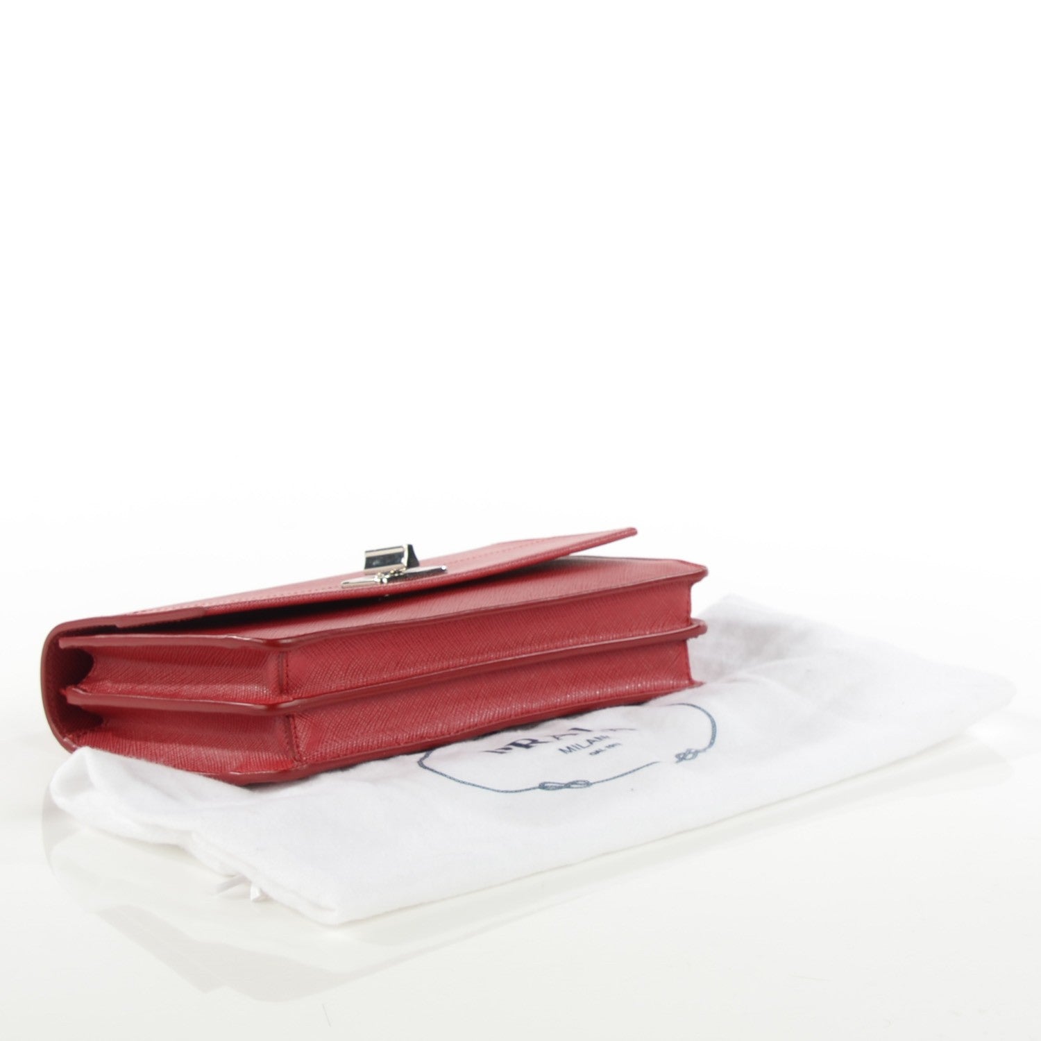 Prada Saffiano Lux Flap Crossbody Fuoco 4 of 9