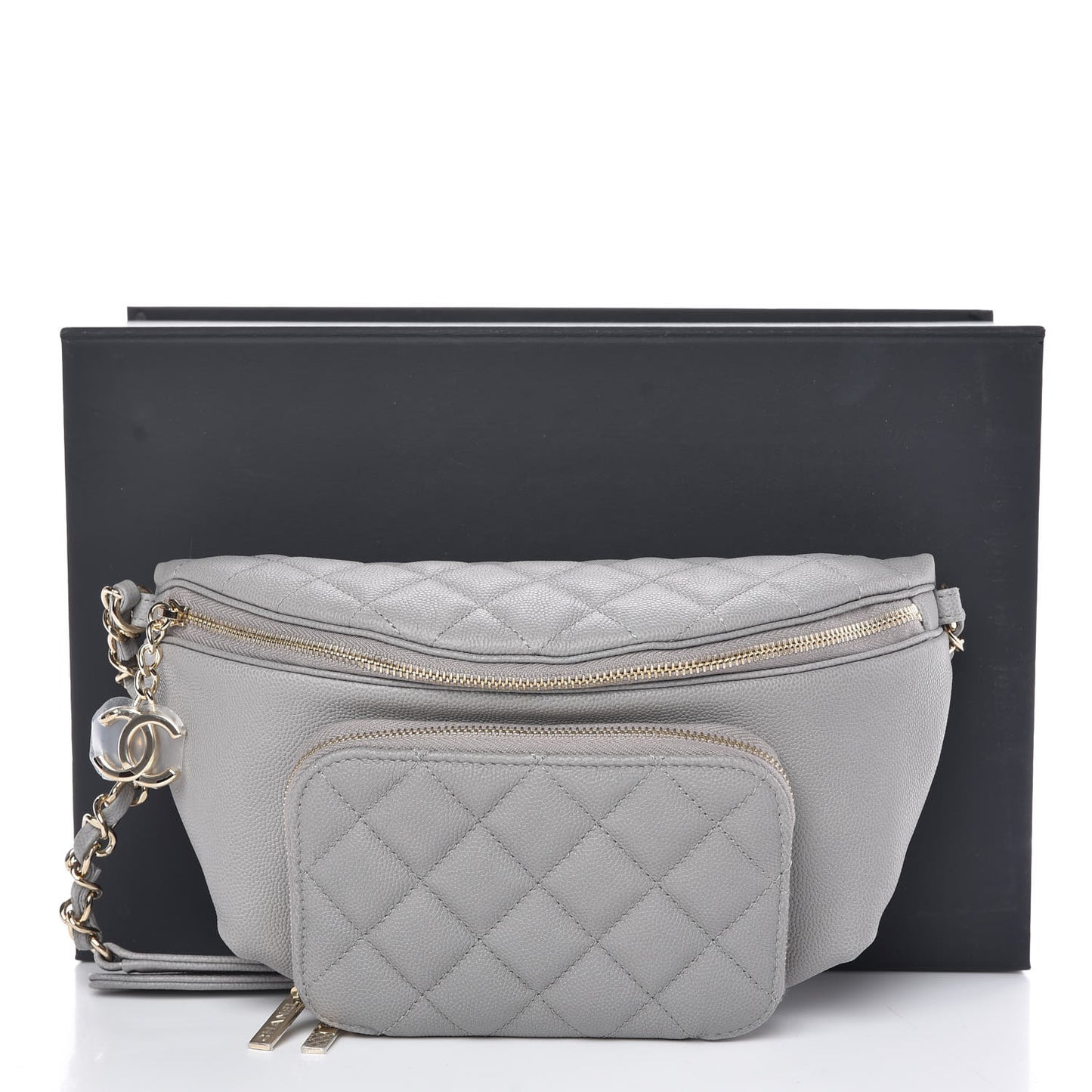 Caviar Quilted Business Affinity Waist Bag Grey