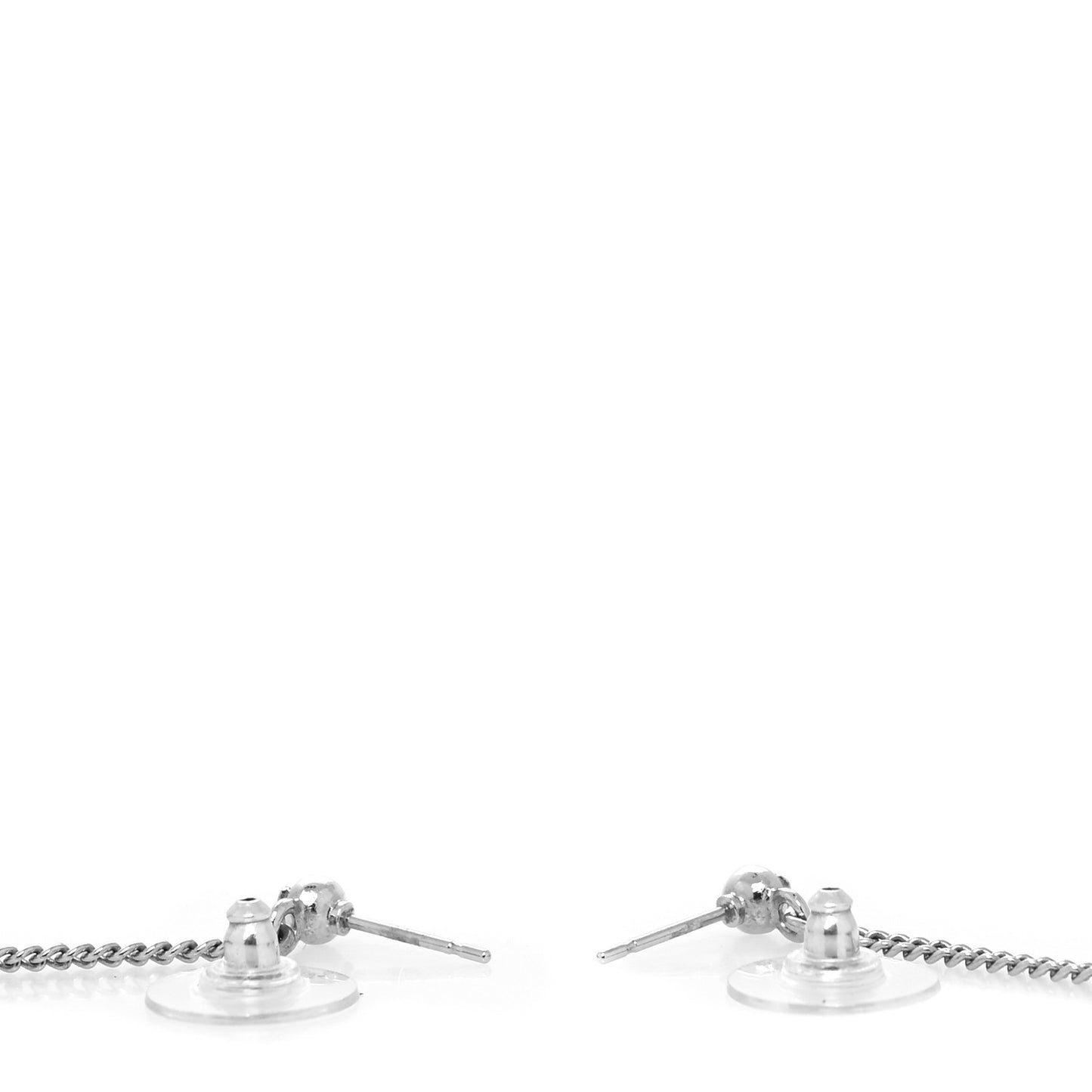 Baguette Crystal CC Drop Earrings Silver