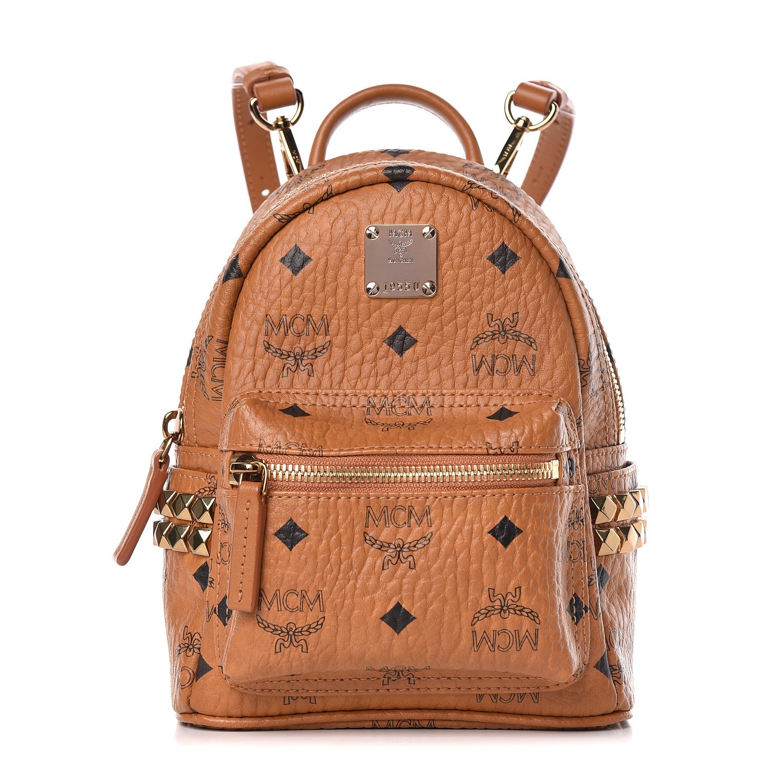 MCM Visetos Side Stud X-Mini Stark Backpack Cognac 1 of 11