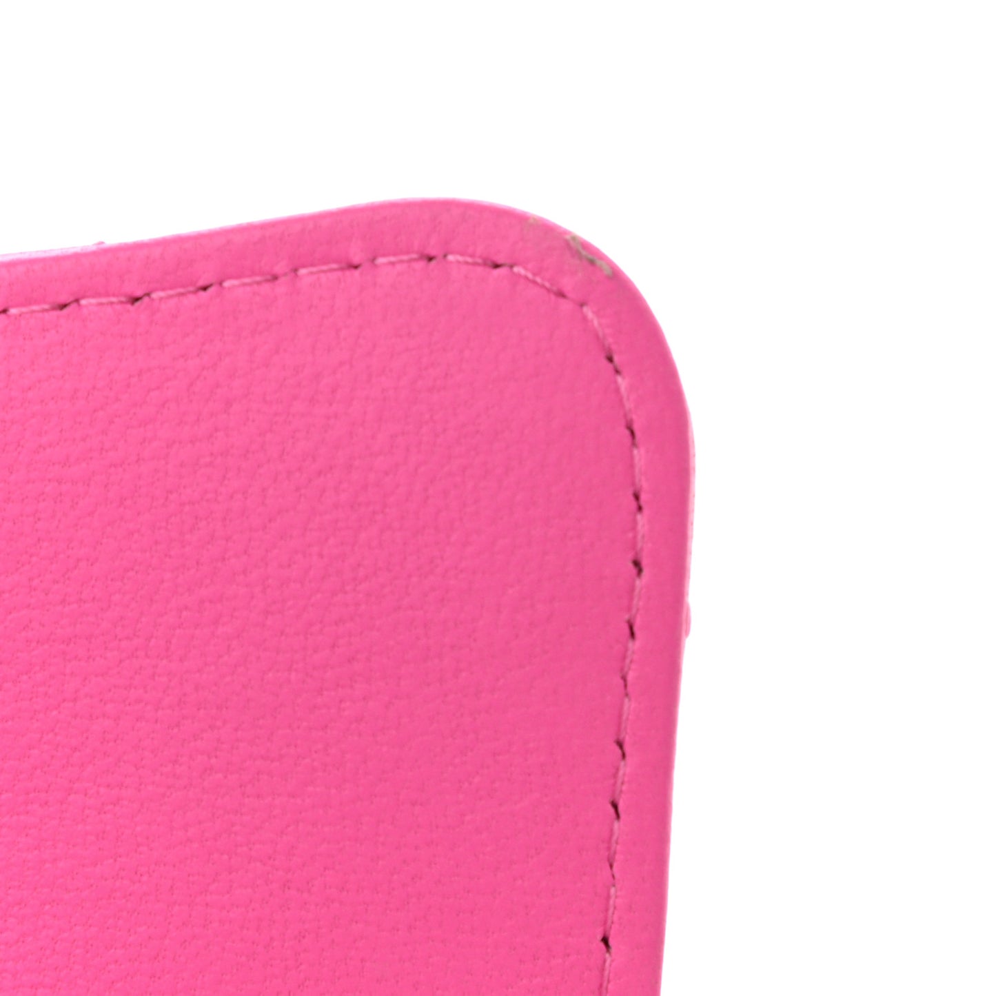 Lambskin Quilted Flap Phone Holder With Chain Neon Pink