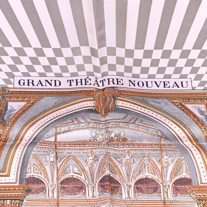 Hermes Silk Grand Theatre Nouveau Scarf 90 Rose Pale Etoupe 4 of 6