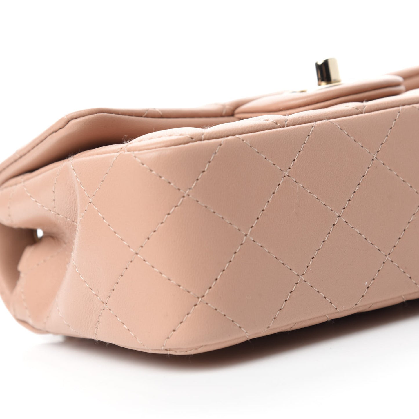 Lambskin Quilted Mini Rectangular Flap Beige