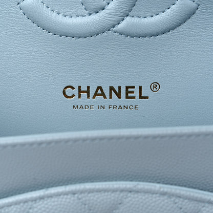 Chanel Caviar Quilted Medium Double Flap Light Blue 6 of 10