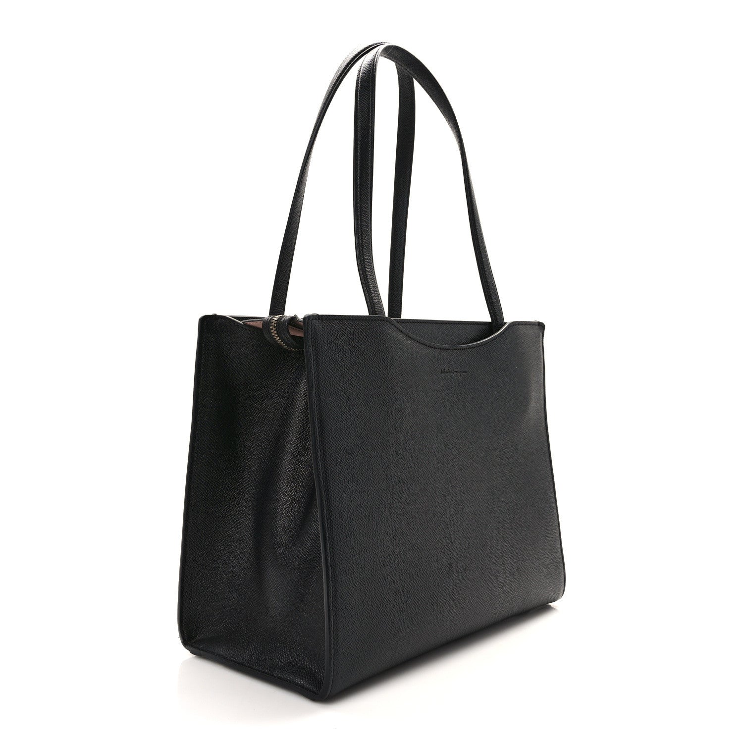 Salvatore Ferragamo Grainy Calfskin Gemini Tote Black Bonbon 3 of 13