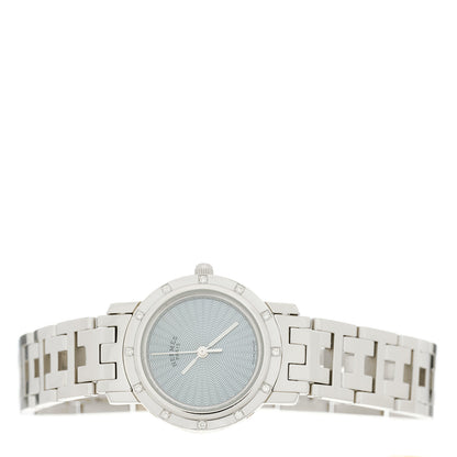 Hermes Stainless Steel Diamond Mother of Pearl 24mm Clipper Nacre Quartz Watch Blue 2 of 4