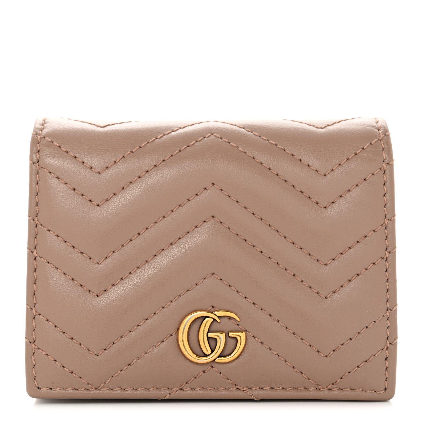 Calfskin Matelasse GG Marmont Card Case Porcelain Rose
