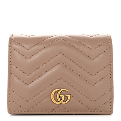 Gucci Calfskin Matelasse GG Marmont Card Case Porcelain Rose 1 of 10