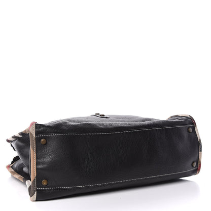 Burberry Grainy Calfskin Nova Check Tote Black 4 of 13