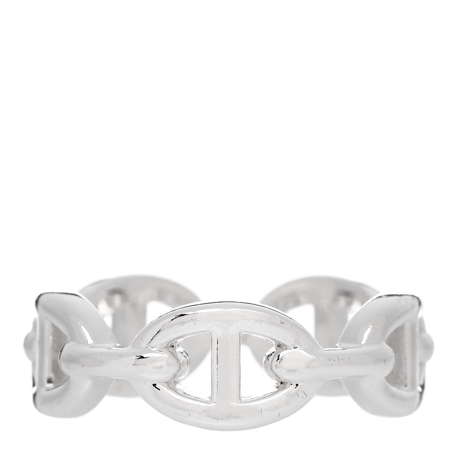 Hermes Sterling Silver PM Chaine d'Ancre Enchainee Band Ring 55 7.25 3 of 6