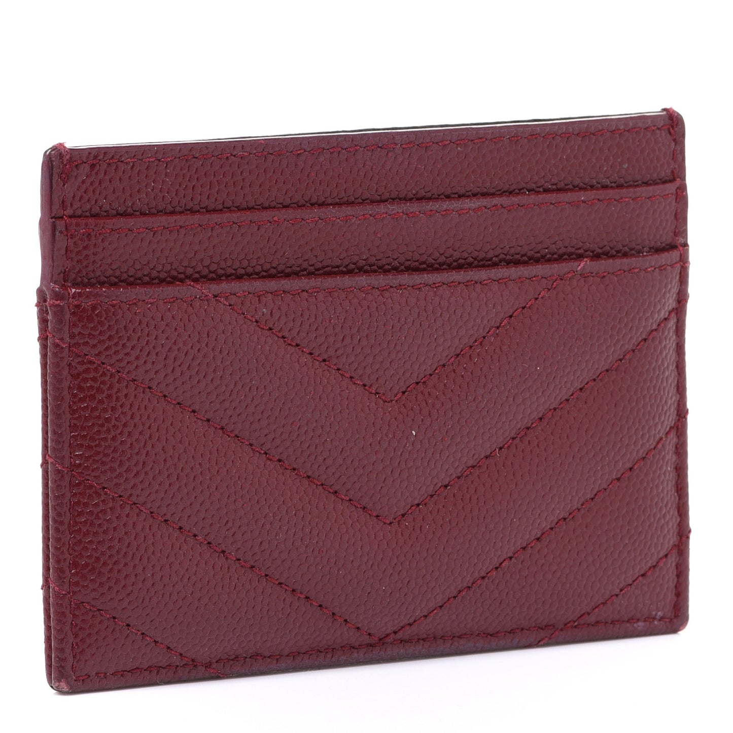 Grain De Poudre Matelasse Chevron Monogram Credit Card Case Palissandre