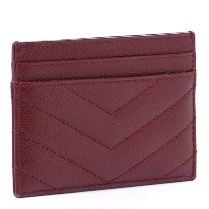 Saint Laurent Grain De Poudre Matelasse Chevron Monogram Credit Card Case Palissandre 3 of 13