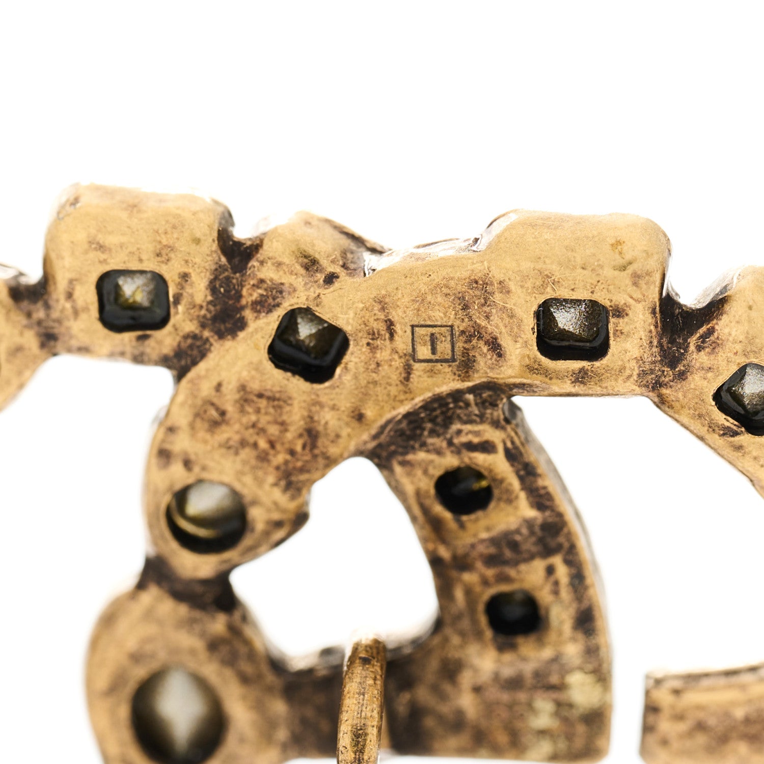 Gucci Crystal Double G Clip On Earrings Aged Gold Multicolor 4 of 4