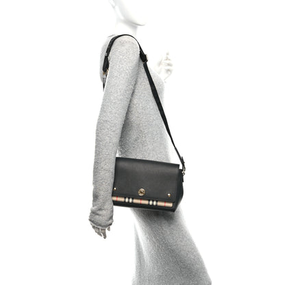 Burberry Grainy Calfskin Vintage Check Note Crossbody Bag Black 2 of 9