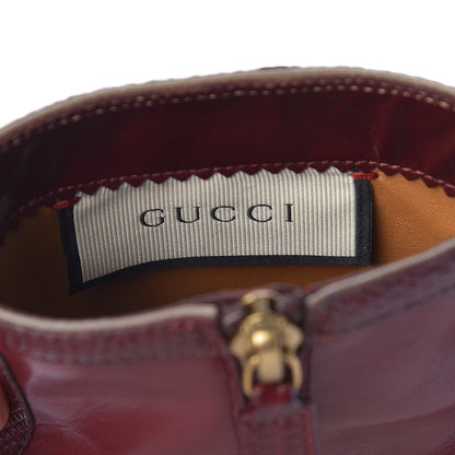 Gucci Calfskin Malaga Kid Lizard Web Dragon Embroidered Ankle Boots 35.5 Bordeaux 7 of 11