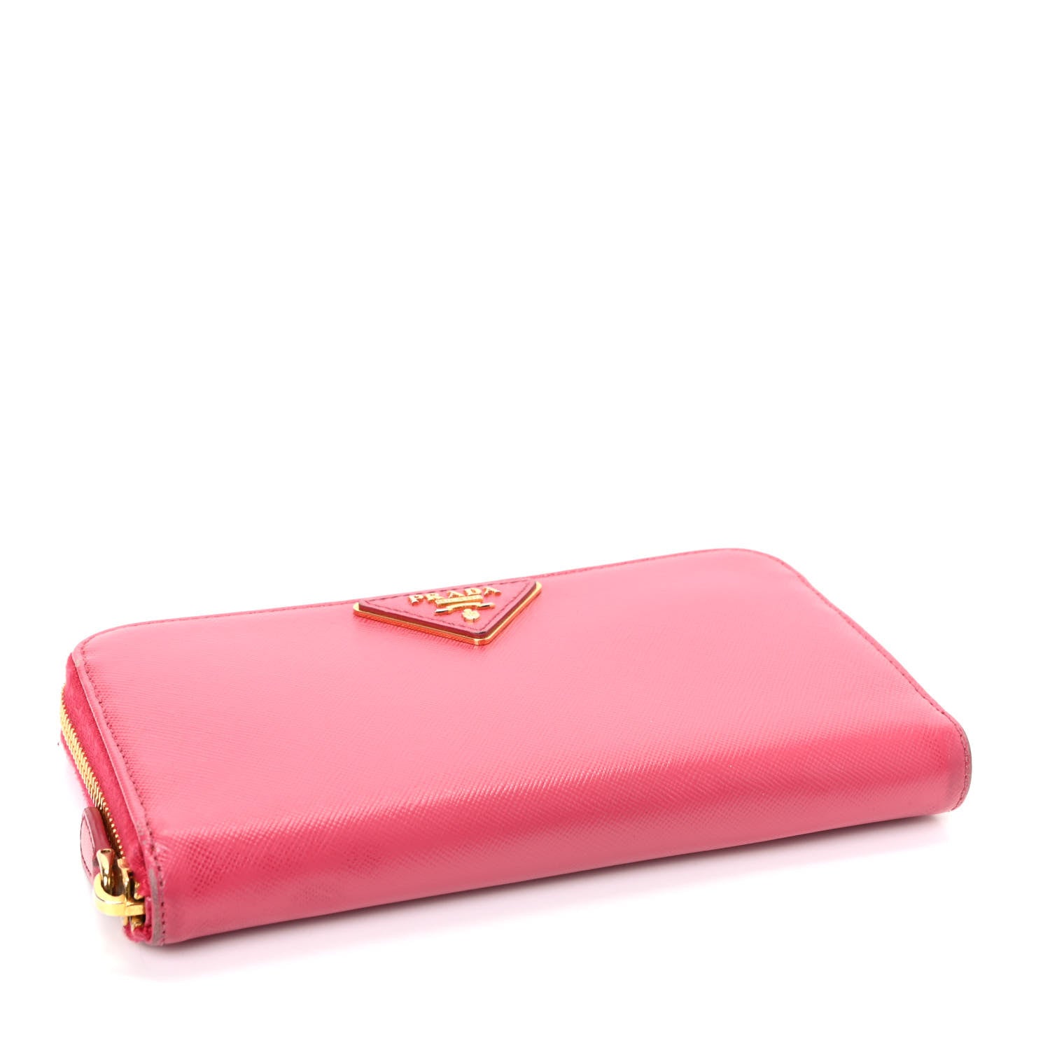 Prada Saffiano Triangle Zip Around Wallet Peonia 4 of 10