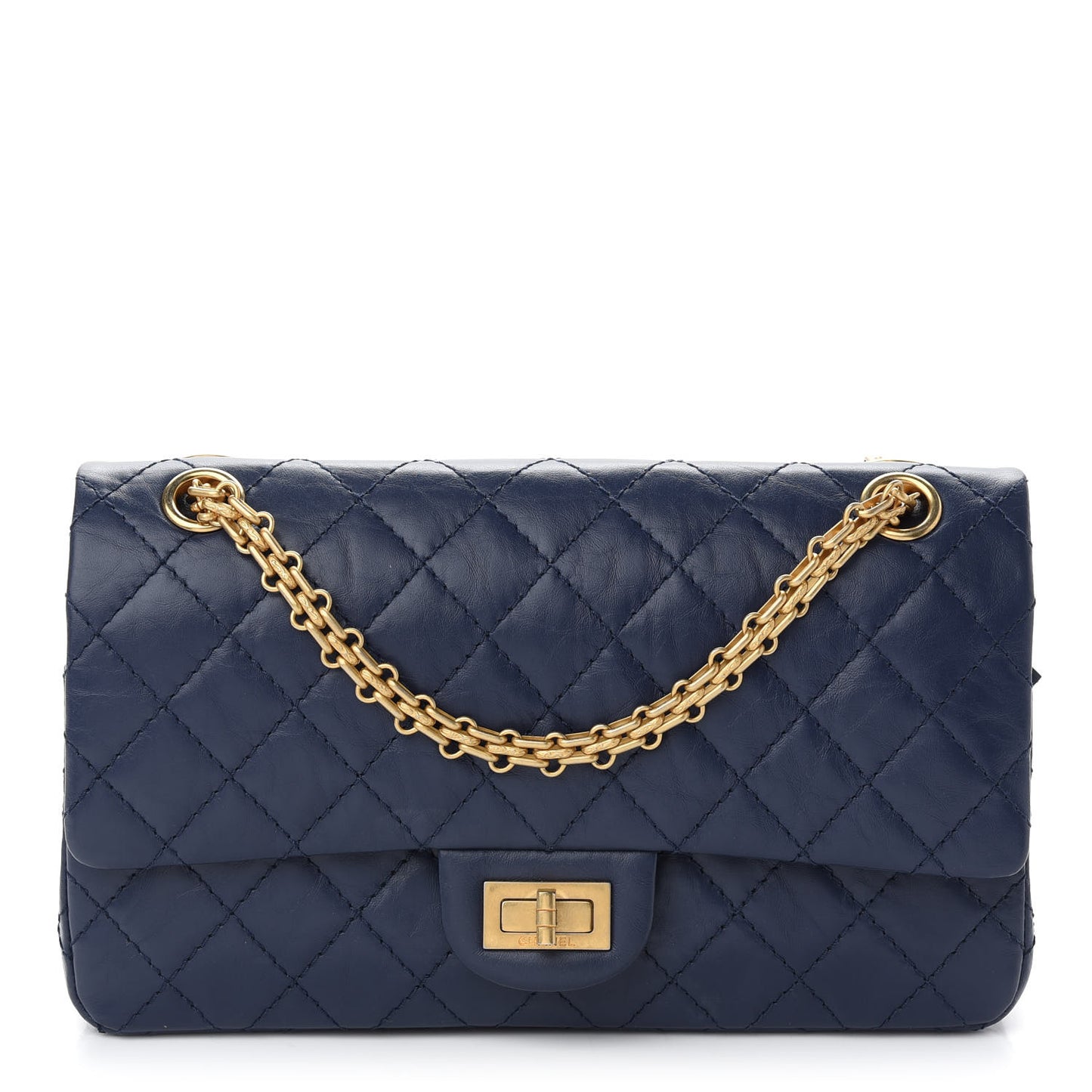 Aged Calfskin Quilted 2.55 Reissue 225 Flap Navy