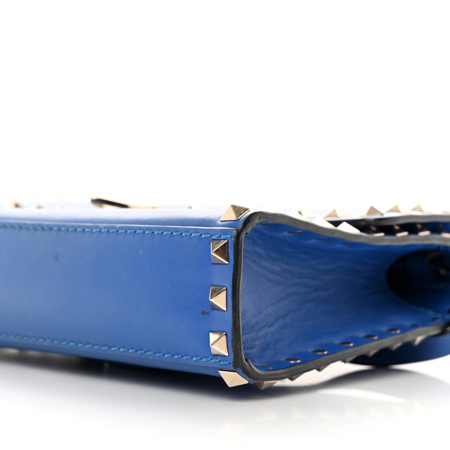 Vitello Medium Rockstud Flip Lock Crossbody Bag Acid Blue