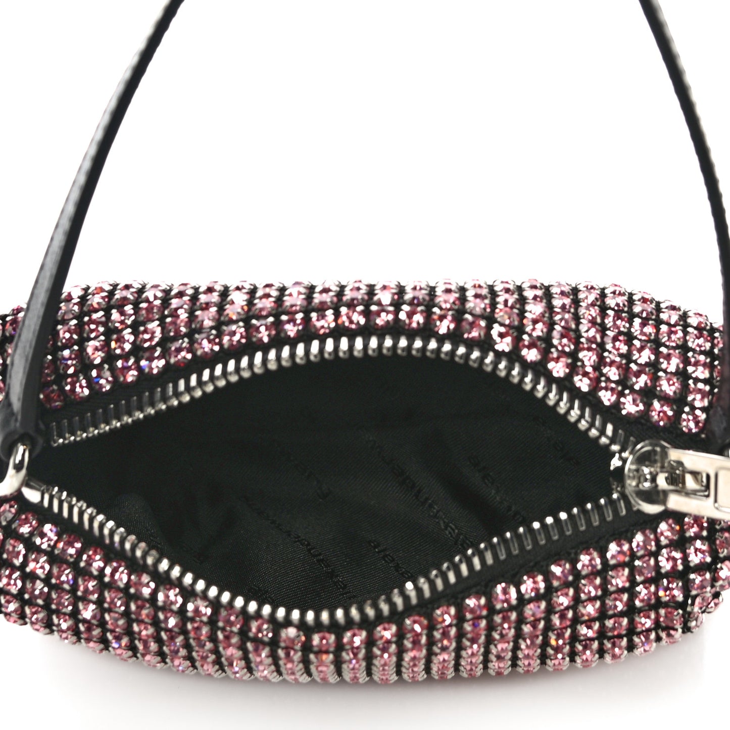 Mesh Crystal Rhinestone Mini Heiress Pouch Pink