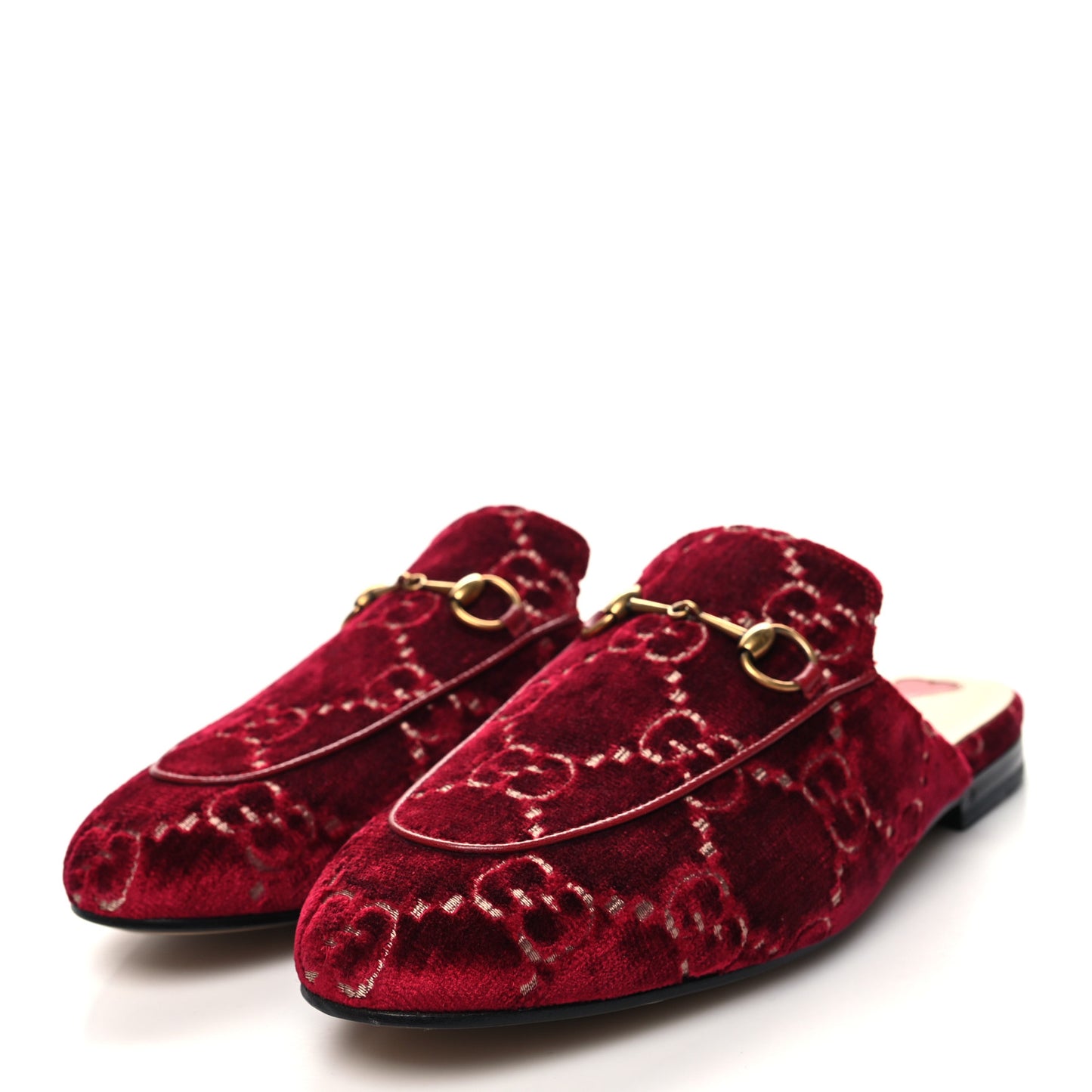 Velvet GG Monogram Womens Princetown Slippers 39 Red Cipria