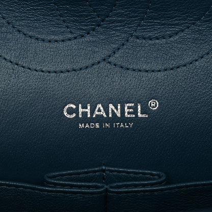 Chanel Metallic Caviar Quilted Jumbo Double Flap Dark Blue 6 of 13
