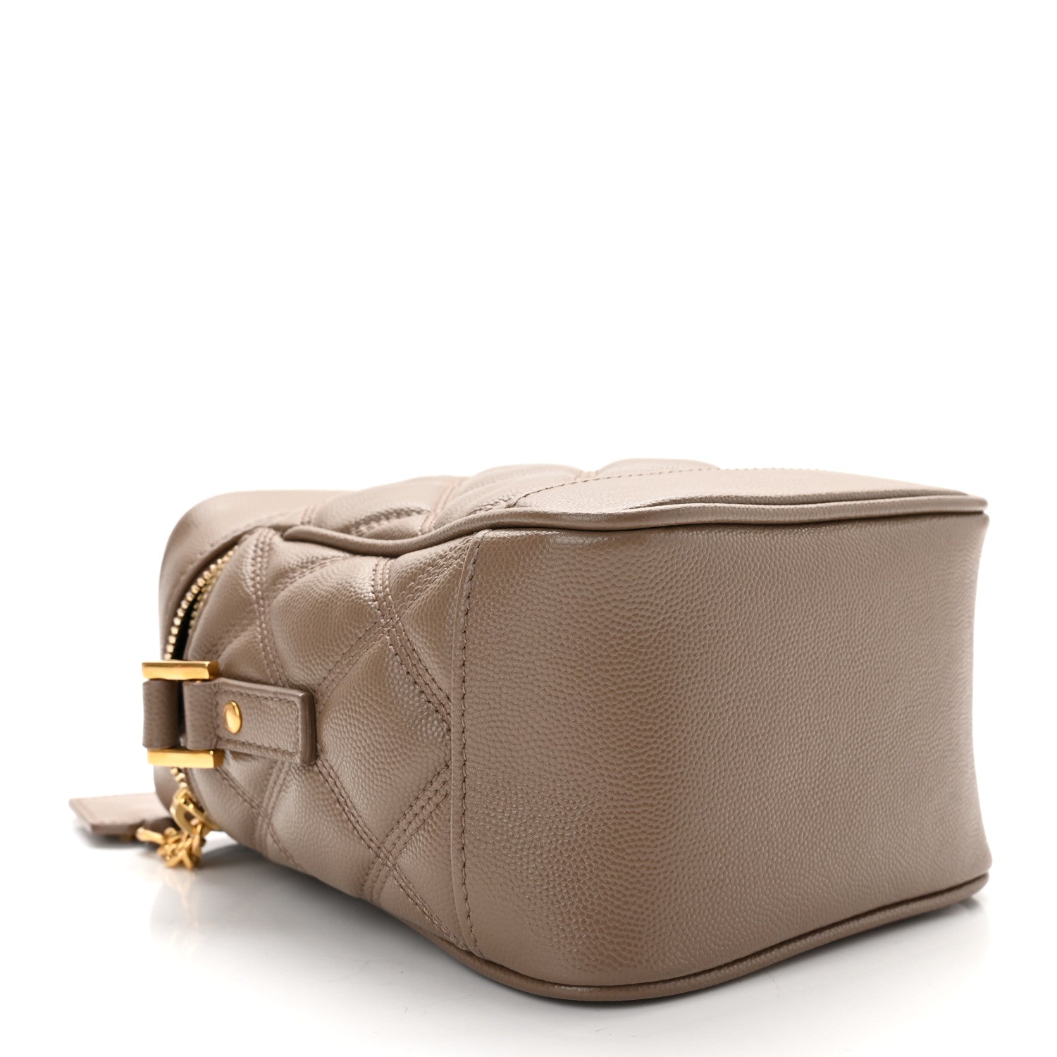 Saint Laurent Grain de Poudre Quilted 80's Vanity Bag Dark Beige 4 of 10