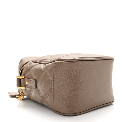 Saint Laurent Grain de Poudre Quilted 80's Vanity Bag Dark Beige 4 of 10