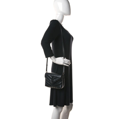 Saint Laurent Calfskin Y Quilted Monogram Toy Loulou Crossbody Bag Black 2 of 18