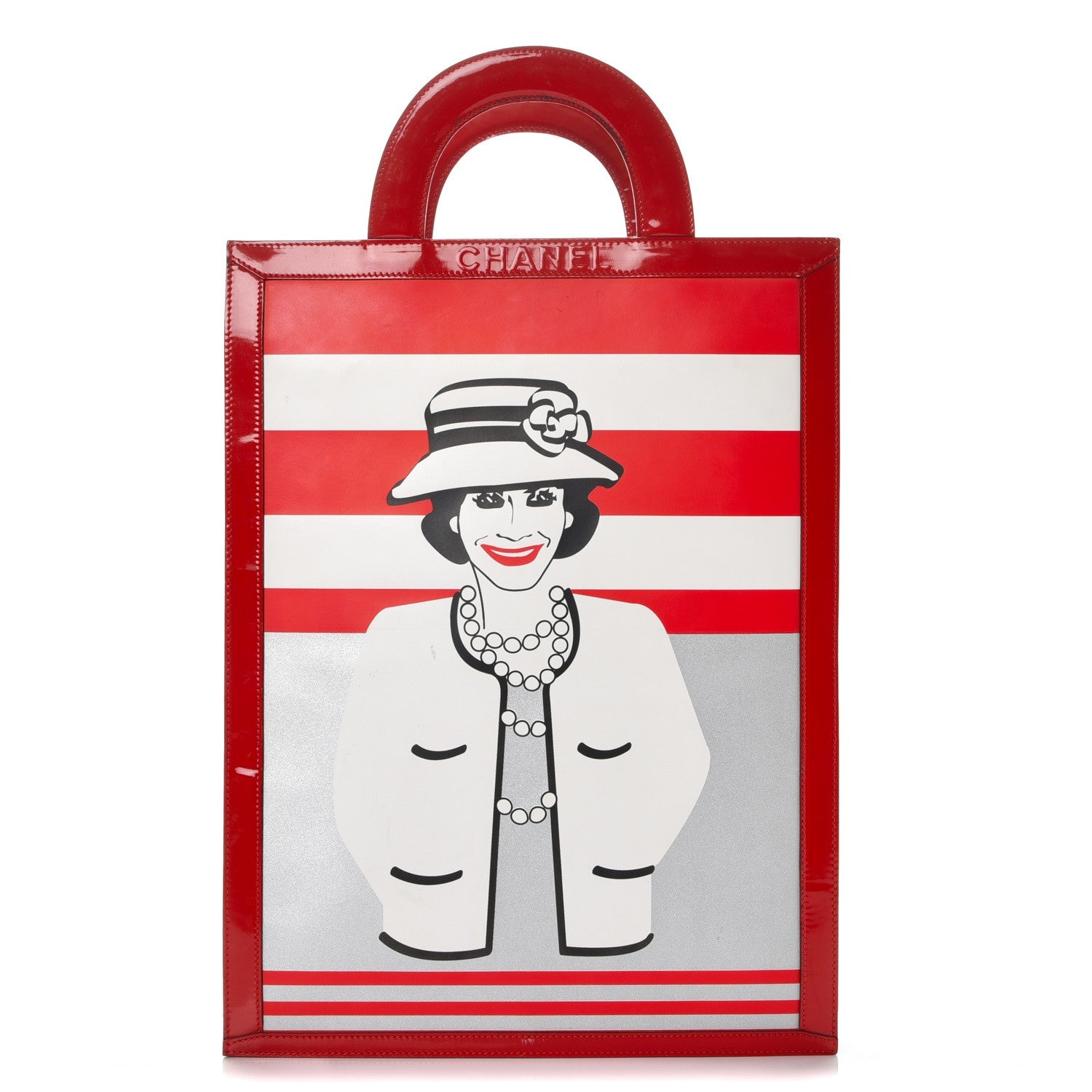 Chanel Patent Printed Shopping Tote Red 1 of 21